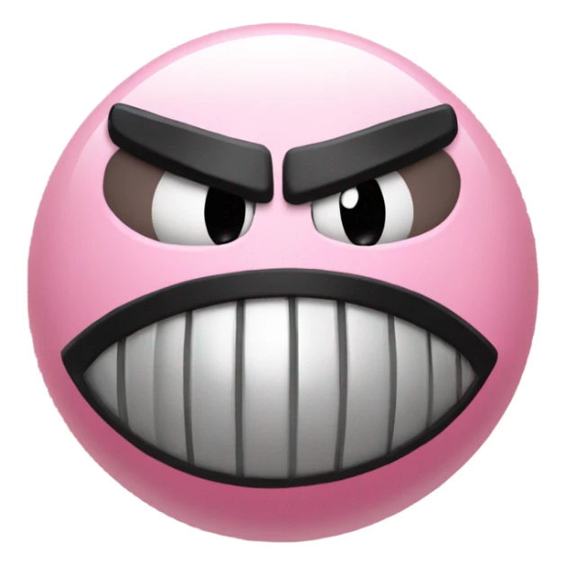 Metal Kirby ball with black mad eyebrows  sticker