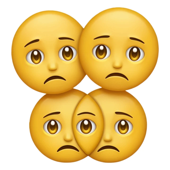two emojis not happy stuck together no pink cheeks sticker