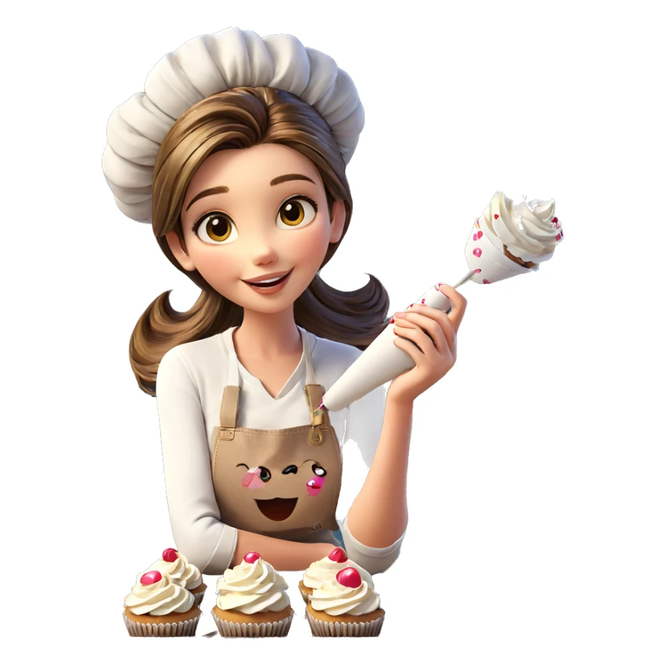 smiling girl with cupcakes sticker