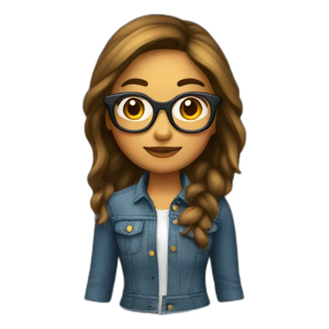 Chica con lentes y cabello largo sticker
