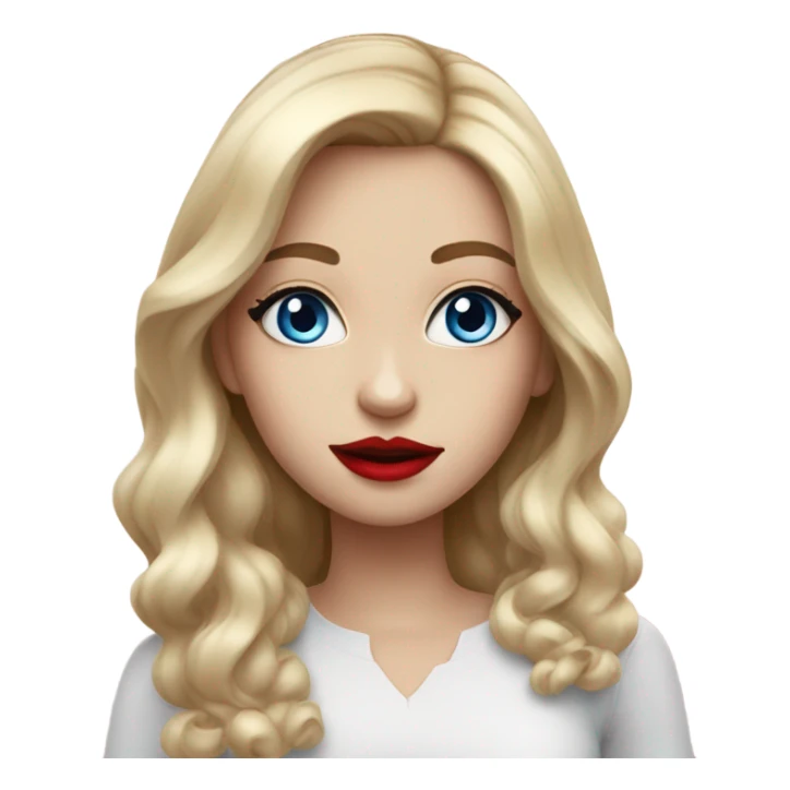 Realistic girl, blue eyes, red lipstick and fantastic  sticker