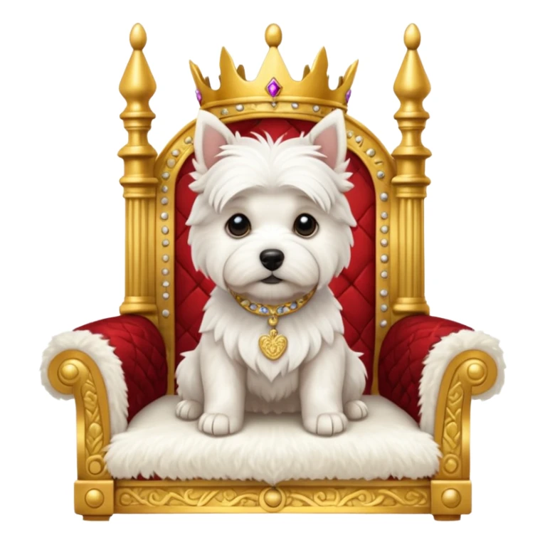 a cute west highland terrier sitting on a throne sticker