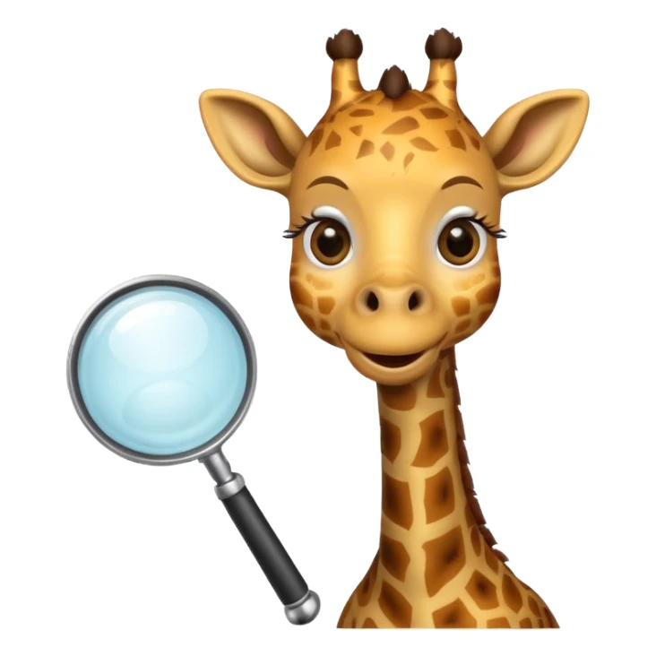 curious giraffe with creepy smile and with magnifying glass sticker