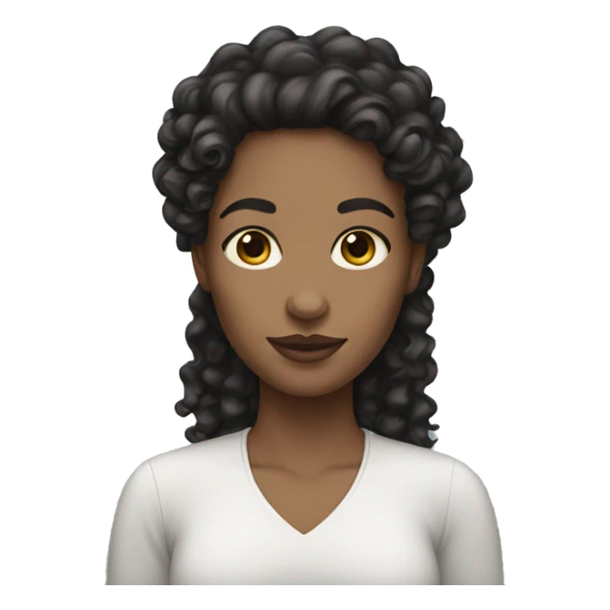 woman white skin long dark curly hair sticker