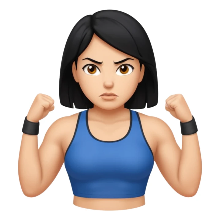 stocky woman running black hair sticker