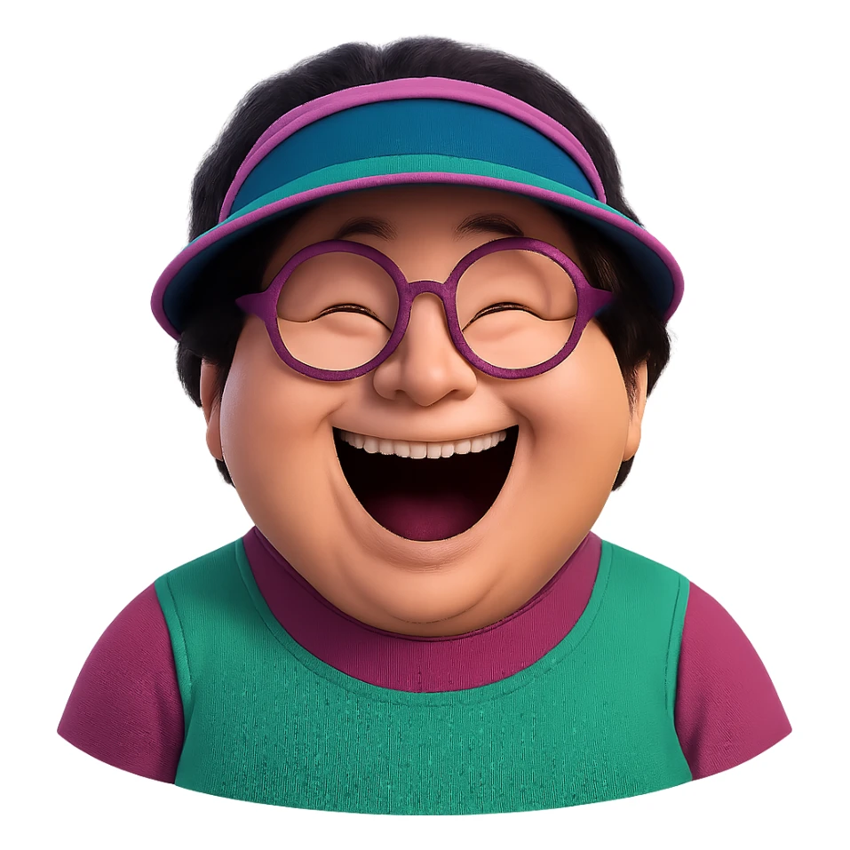 Extract only the center character with glasses and visor from the image, place it on a transparent background, and keep the original style and appearance. sticker