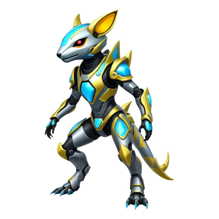 Shiny Epic Edgy Cool Colorful Vibrant Modern Vernid-Protogen-creature-animal, full body  sticker