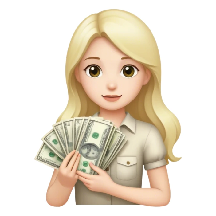Girl with lots of money sticker
