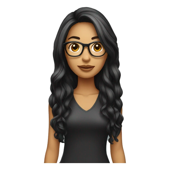 Chica blanca de cabello largo negro con gafas sticker