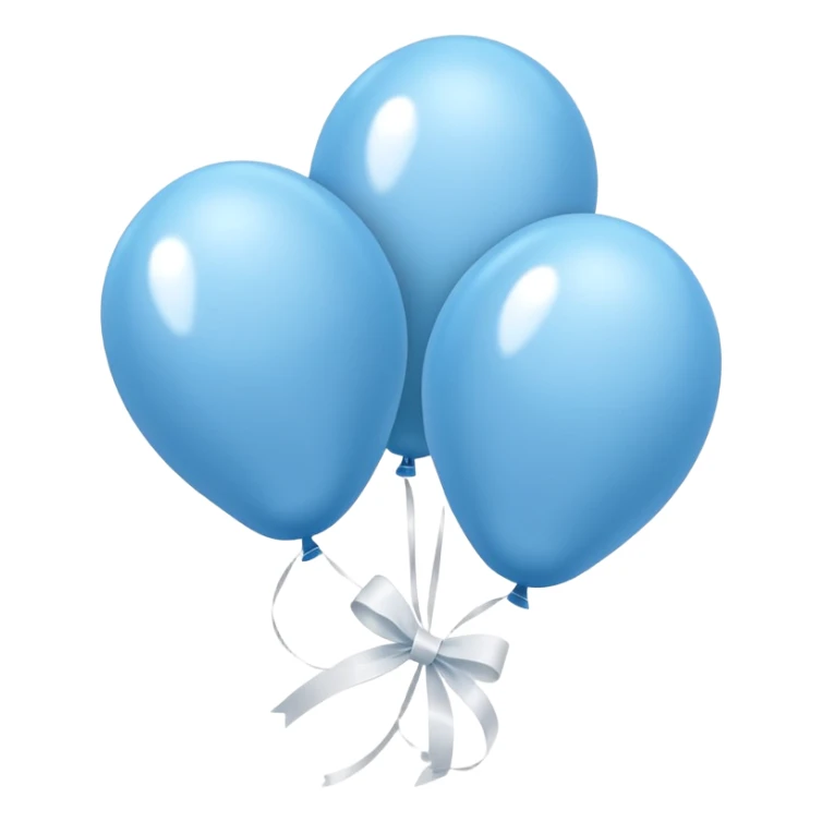 Pastel blue balloons tied together with a white ribbon sticker