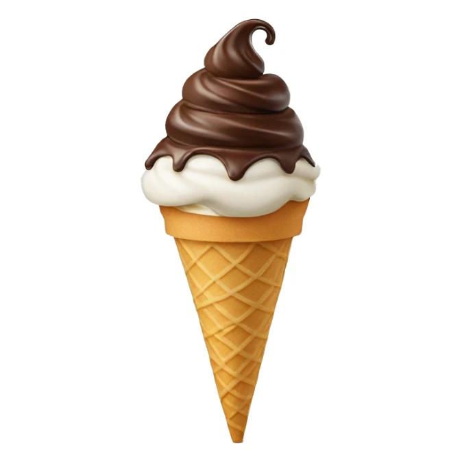 Swirl chocolate and vanilla ice cream in a cake cone sticker
