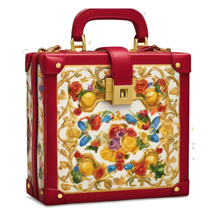 Dolce and Gabbana small box bag with colourful print and golden detais  sticker