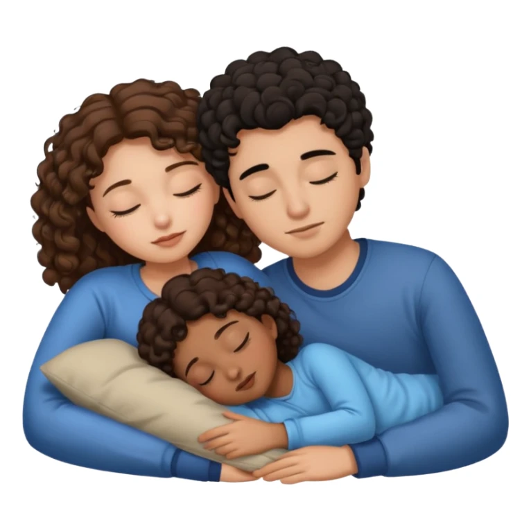 ragazza con i capelli castani lisci che dorme con un ragazzo con i capelli neri e ricci sticker