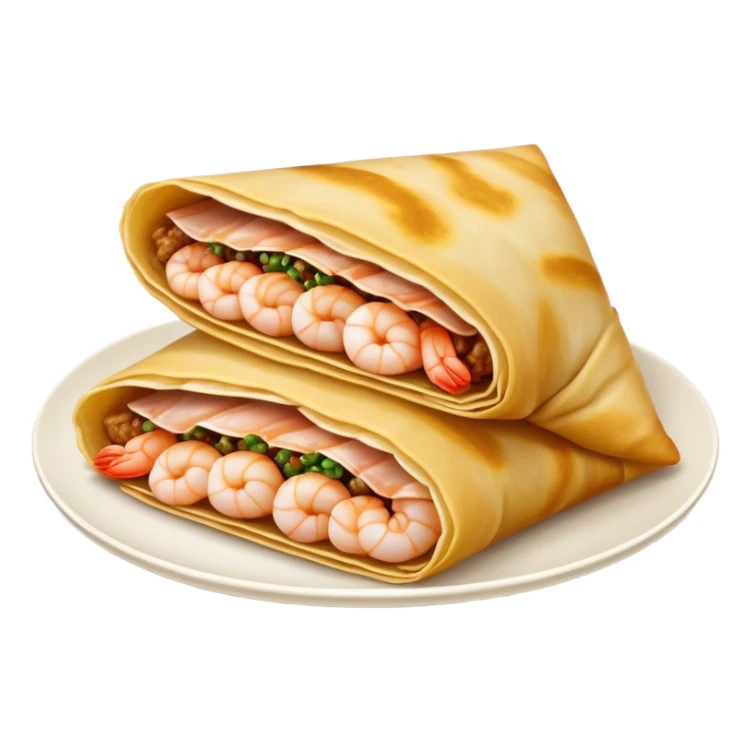 Bánh Xèo Cinematic Realistic Bánh Xèo Dish Emoji, depicted as a crispy, folded crepe filled with shrimp and pork, rendered with dynamic textures and vibrant, appetizing lighting. sticker
