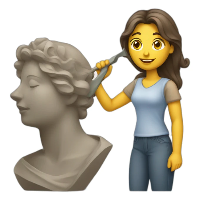 a woman sculptor with a sculpture sticker