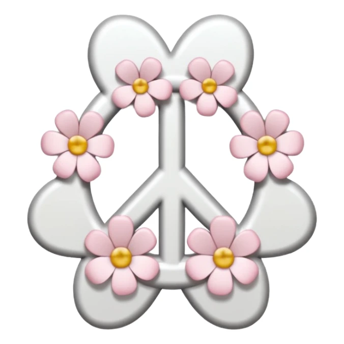 white sakura flower with a bow and peace sign center sticker