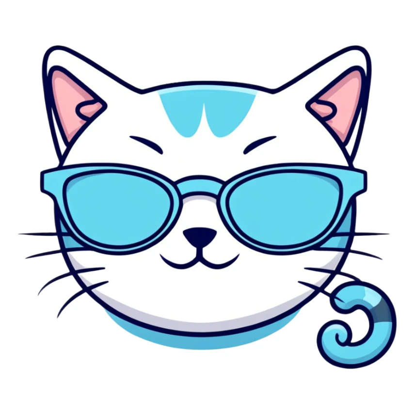 cat-eye pastel blue glasses with slight shimmer sticker