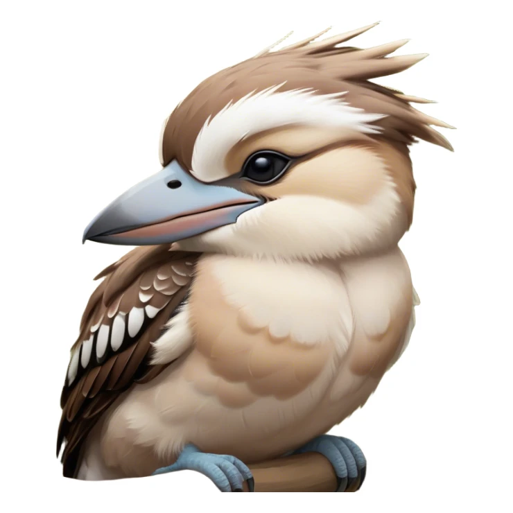 Meme-Worthy Cute Sleeping Kookaburra Portrait Emoji, Head resting peacefully with a contented smile, showcasing a stout build and a luxuriously soft brown plumage, eyes shut in a serene, restful doze, Simplified yet hilariously adorable features, highly detailed, glowing with a soft, drowsy light, high shine, relaxed and utterly lovable, stylized with an air of playful laziness, bright and heartwarming, soft glowing outline, capturing the essence of a comically sleepy kookaburra, so meme‐worthy it feels like it could instantly become the next viral sensation of adorable slumber! sticker
