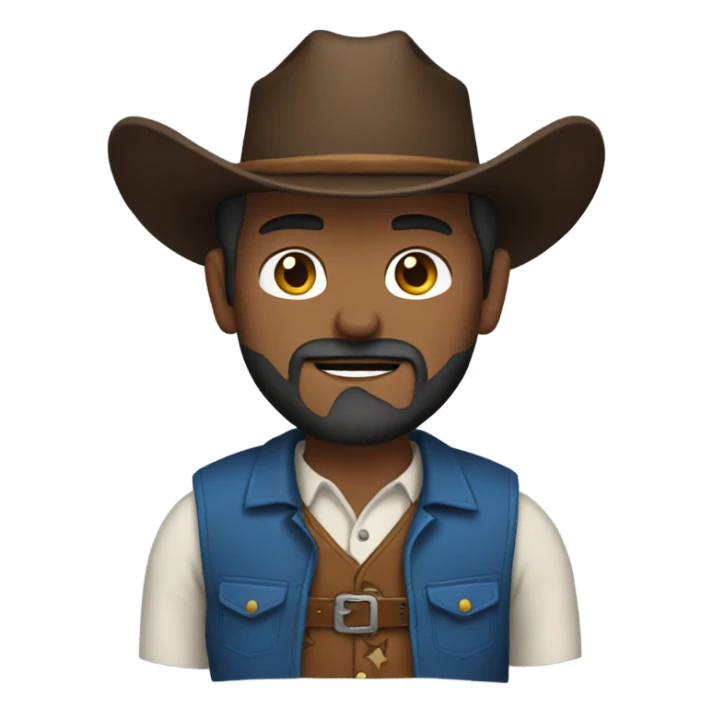 Cowboy with a  beard and blue vest and brown belt sticker