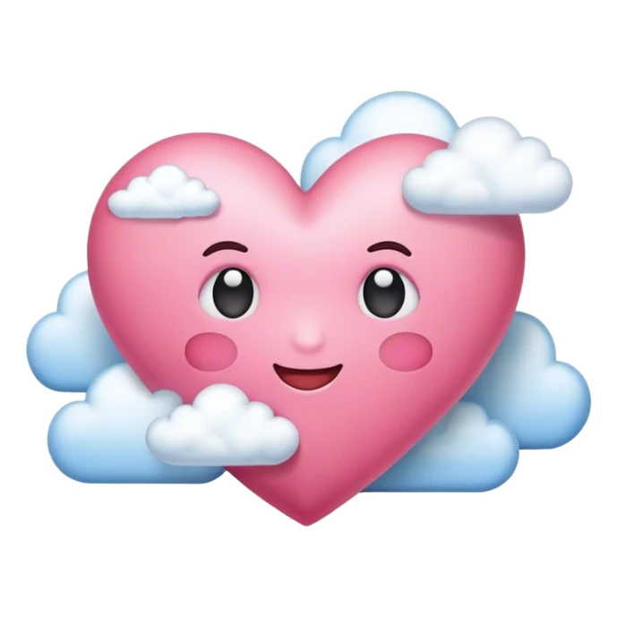 Generate emoji of pink heart with cloud sticker