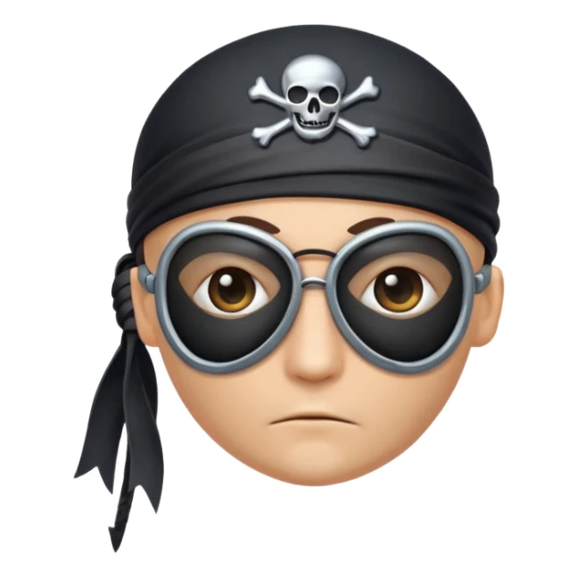 pirate eyepatch object icon, black eyepatch with strap, 3D cartoon, mobile game icon style, centered, clean background, no text, no watermark
 sticker