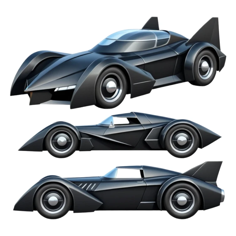  the animated series aerodynamic futuristic Batmobile loosely based on 1936 cord 812 (flat long straight faceted mechanical body) finned stealthy street hot rod  sticker