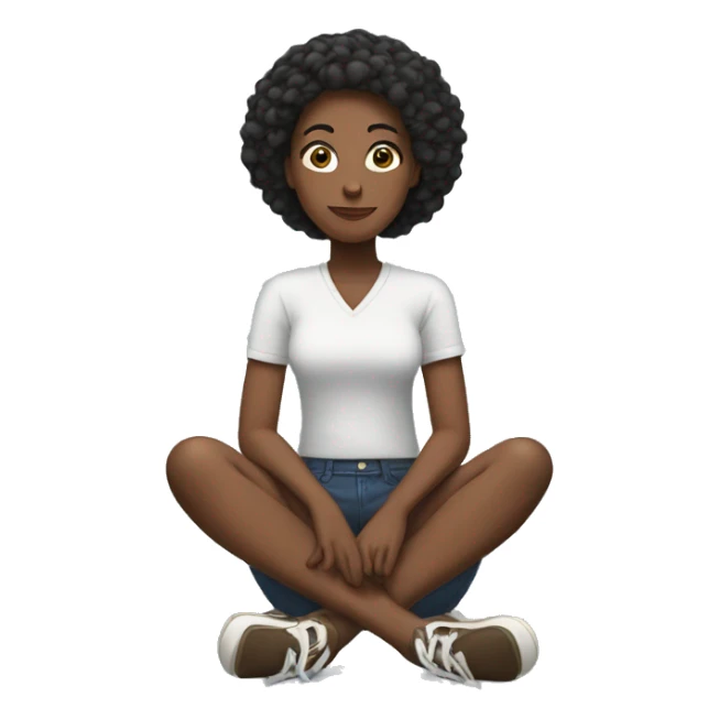 Black woman sitting with legs crossed  sticker