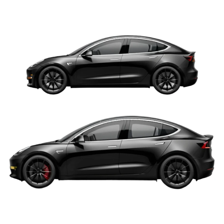 tesla model 3 performance preto com puxadores das portas pretos e rodas com jantes cinzentas  sticker