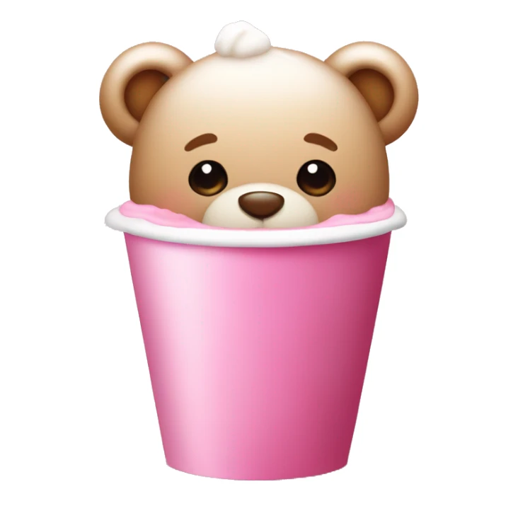 Cute teddy bear with a pink bow drinking a pink foam latte  sticker