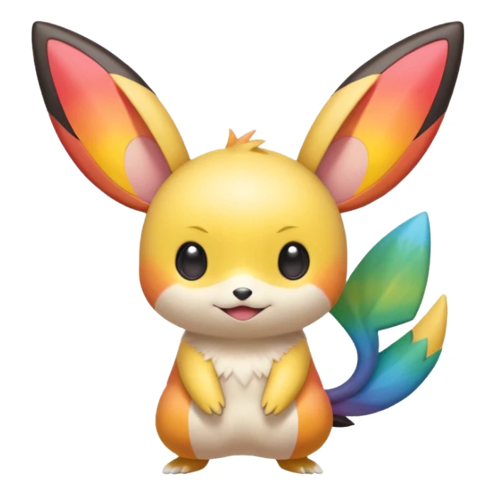 Rainbow-gradients Emolga-Pichu-Victini-fusion sticker
