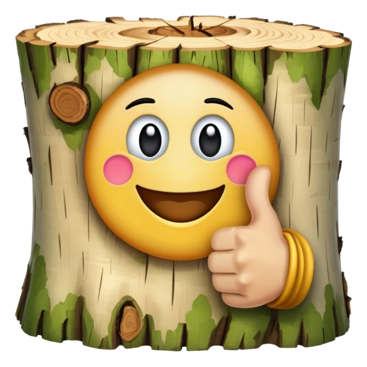 thumbs up emoji made of birch tree sticker
