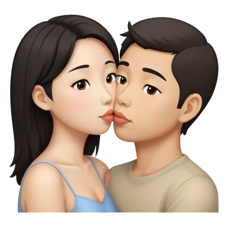 Couple of Asians are kissing sticker