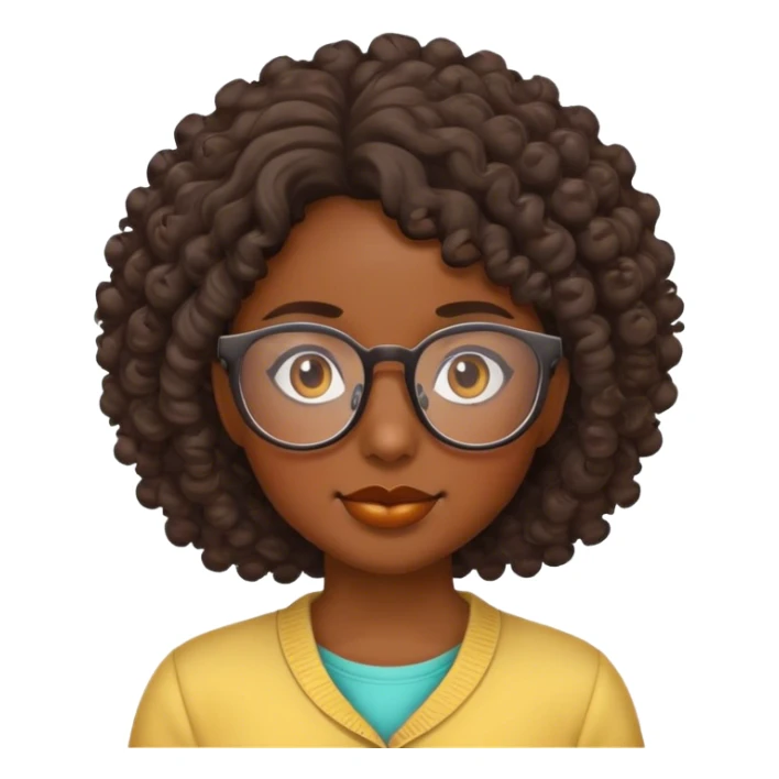 Chica, pelo chino morena con lentes
 sticker