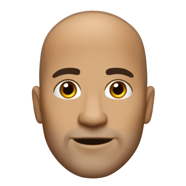 Cartoon character in Bitmoji style tan bald shaved male, around 40 years old with no glasses sticker