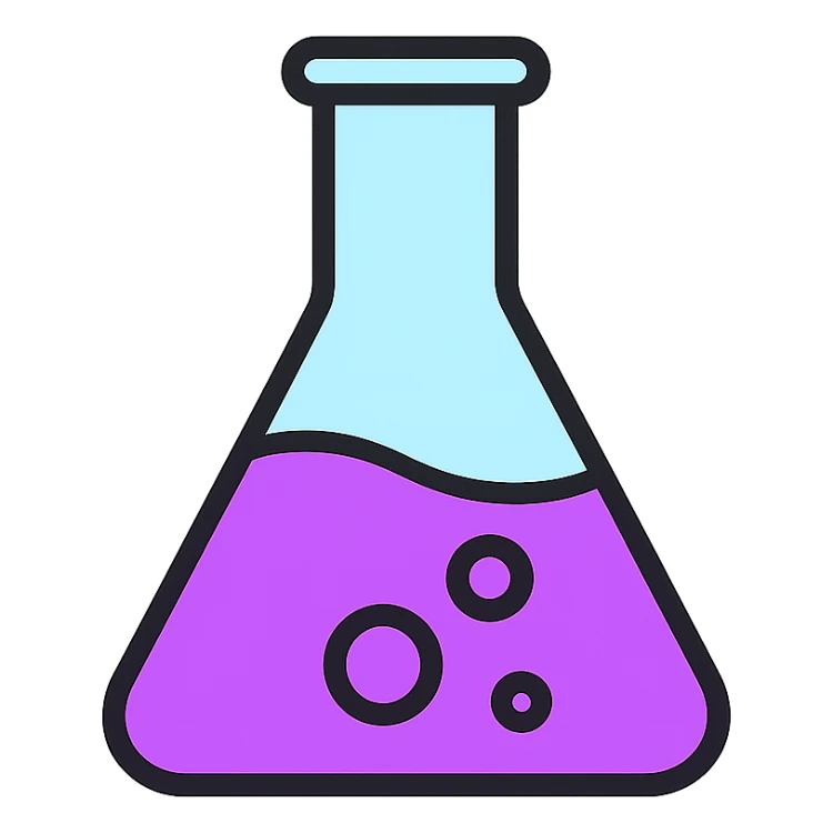 conical flask with purple liquid, minimal style sticker