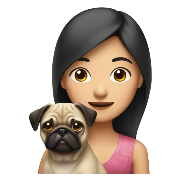 Asian woman with pug sticker