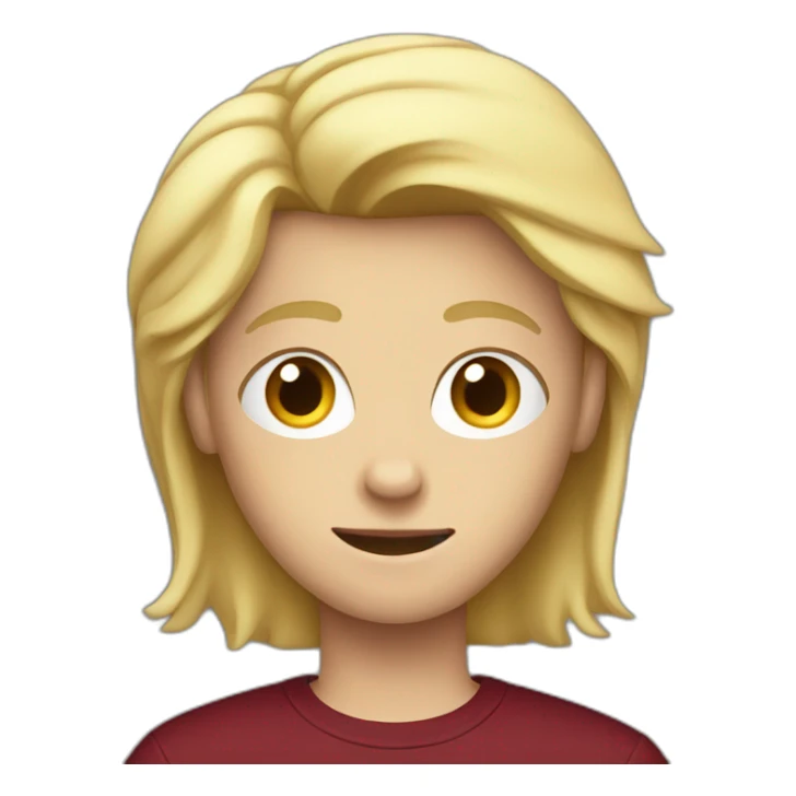 blond teenage boy with maroon shirt sticker