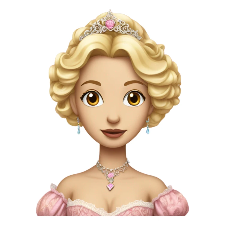 Rococo princess detailed blonde hair pink gown sticker