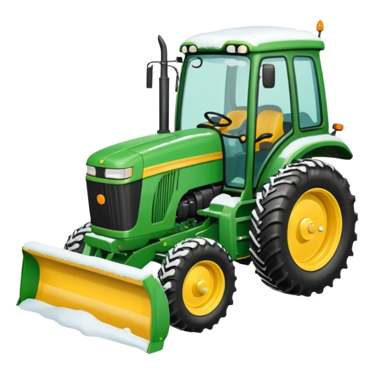 Bigger Green tractor with yellow blade pushing snow sticker