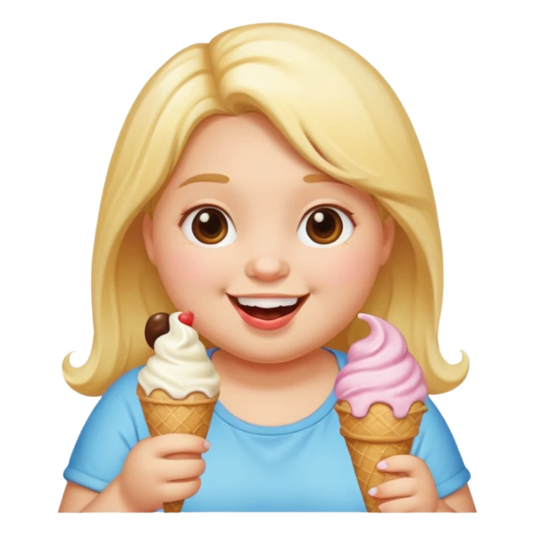 A fat girl eating a lot of ice cream sticker