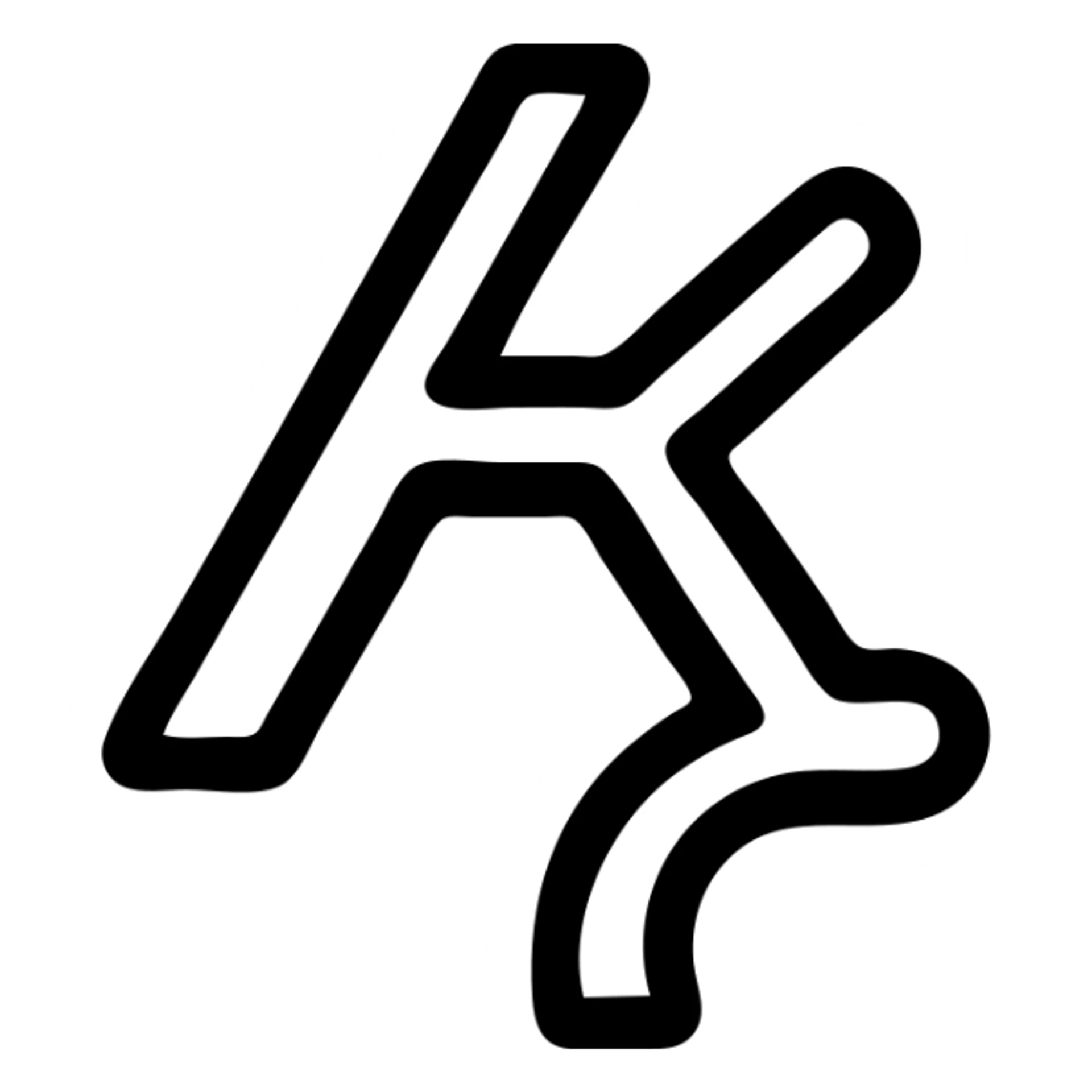 The Phoenician letter "𐤊" on a light blue circular background, Kaspa cryptocurrency logo sticker