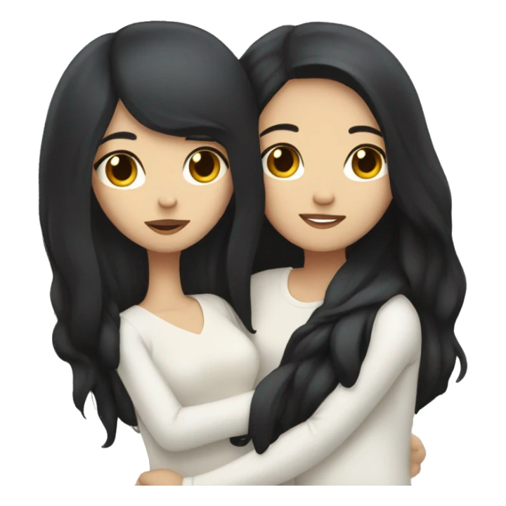 Lesbians with long black hair and white skin cuddling romantically sticker