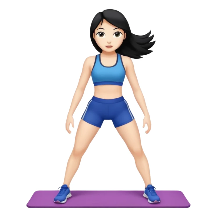 makeup woman with black hair doing fitness sticker