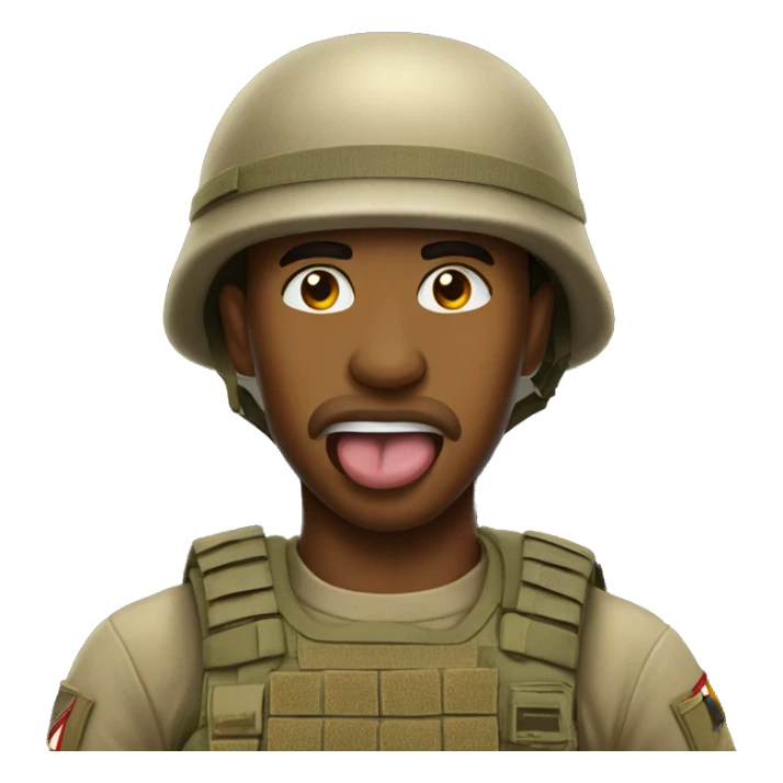 soldier shows his tongue sticker