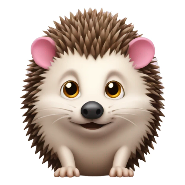 hedgehog with one brown ear and one pink ear sticker