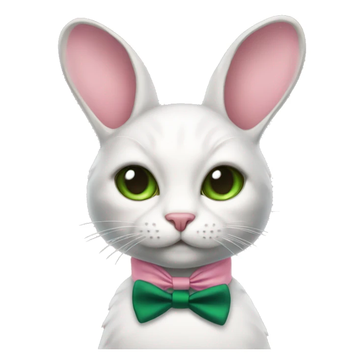 Cat IN a bunny COSTUME with pink bow tie and dark green eyes sticker