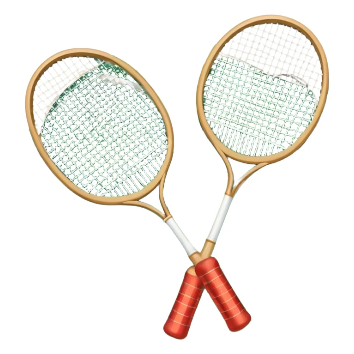 Two crossed badminton rackets with a shuttlecock resting in between, set against the faint outline of a badminton court. The image highlights the tools of the sport, with a subtle emphasis on the court's net and boundaries, symbolizing competition and skill. sticker
