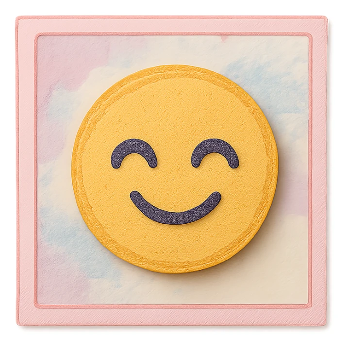 soft pastel hand-sketched outline frame with watercolor background, with a smiling face accent sticker