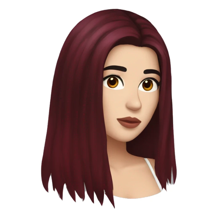 dua lipa with dark red long hair sticker