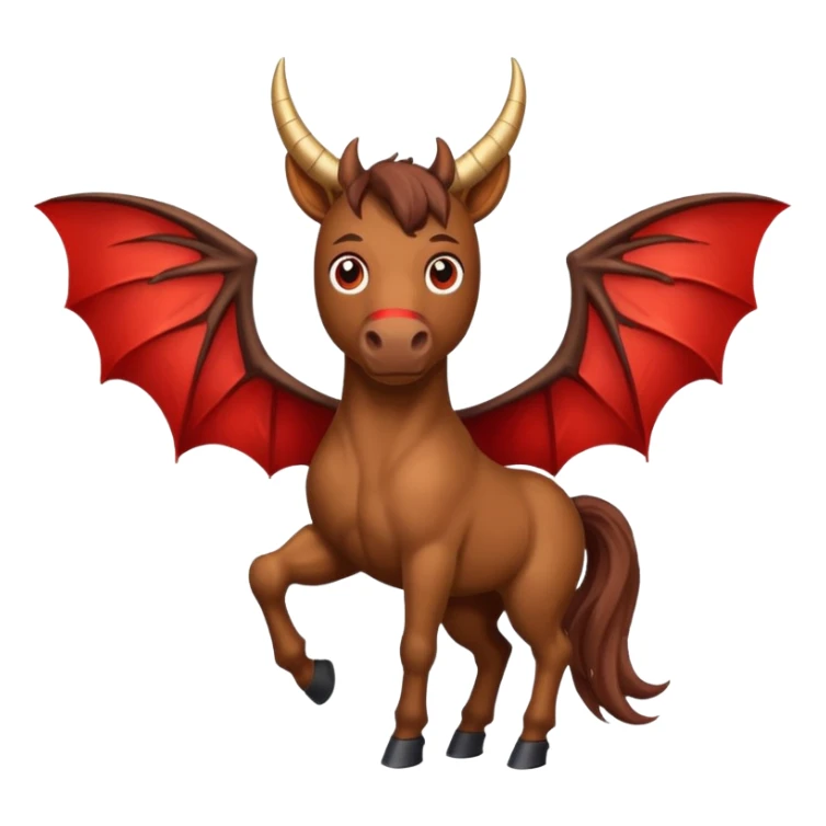horse with horns and red bat wings sticker
